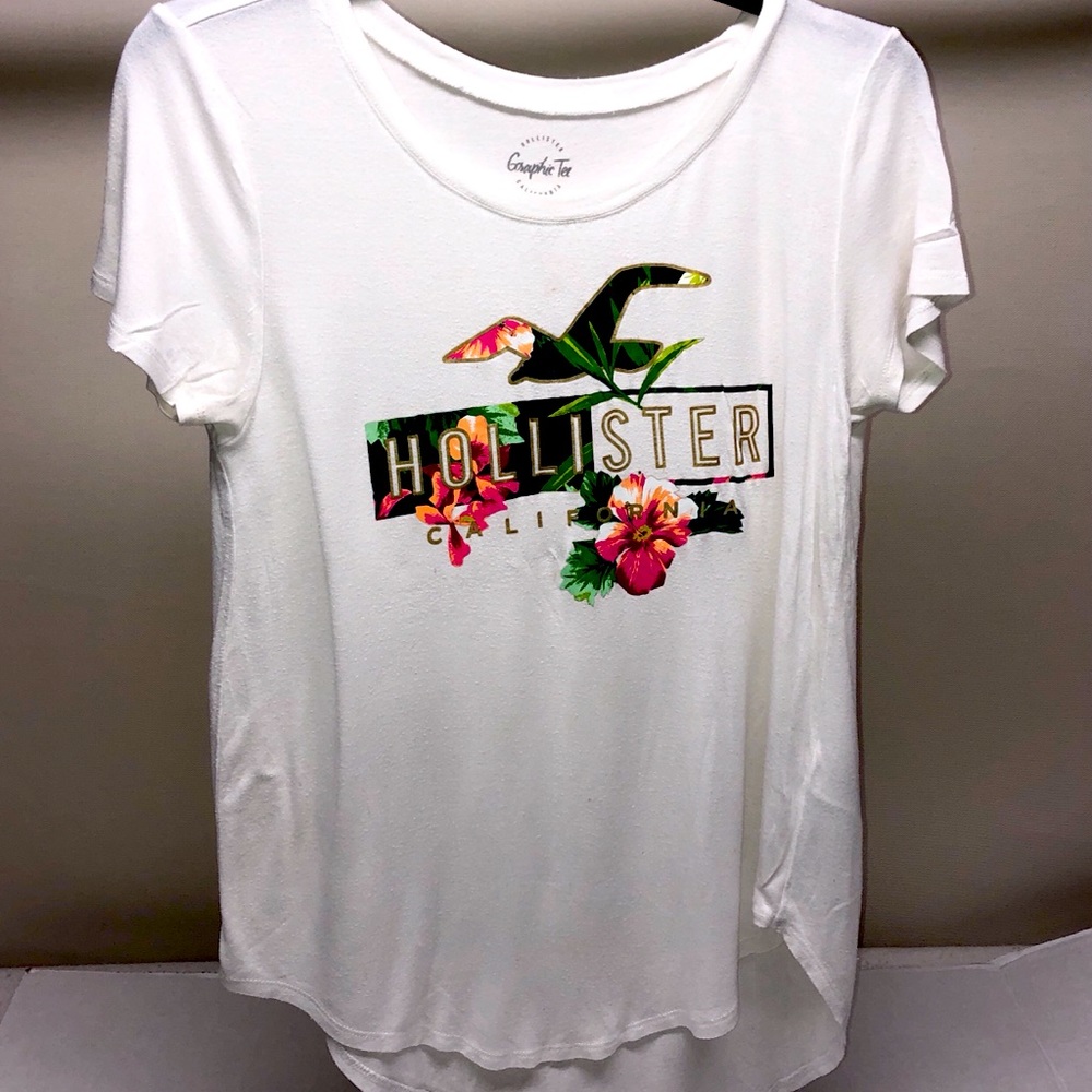 Hollister White Graphic Short Sleeve Shirt SX